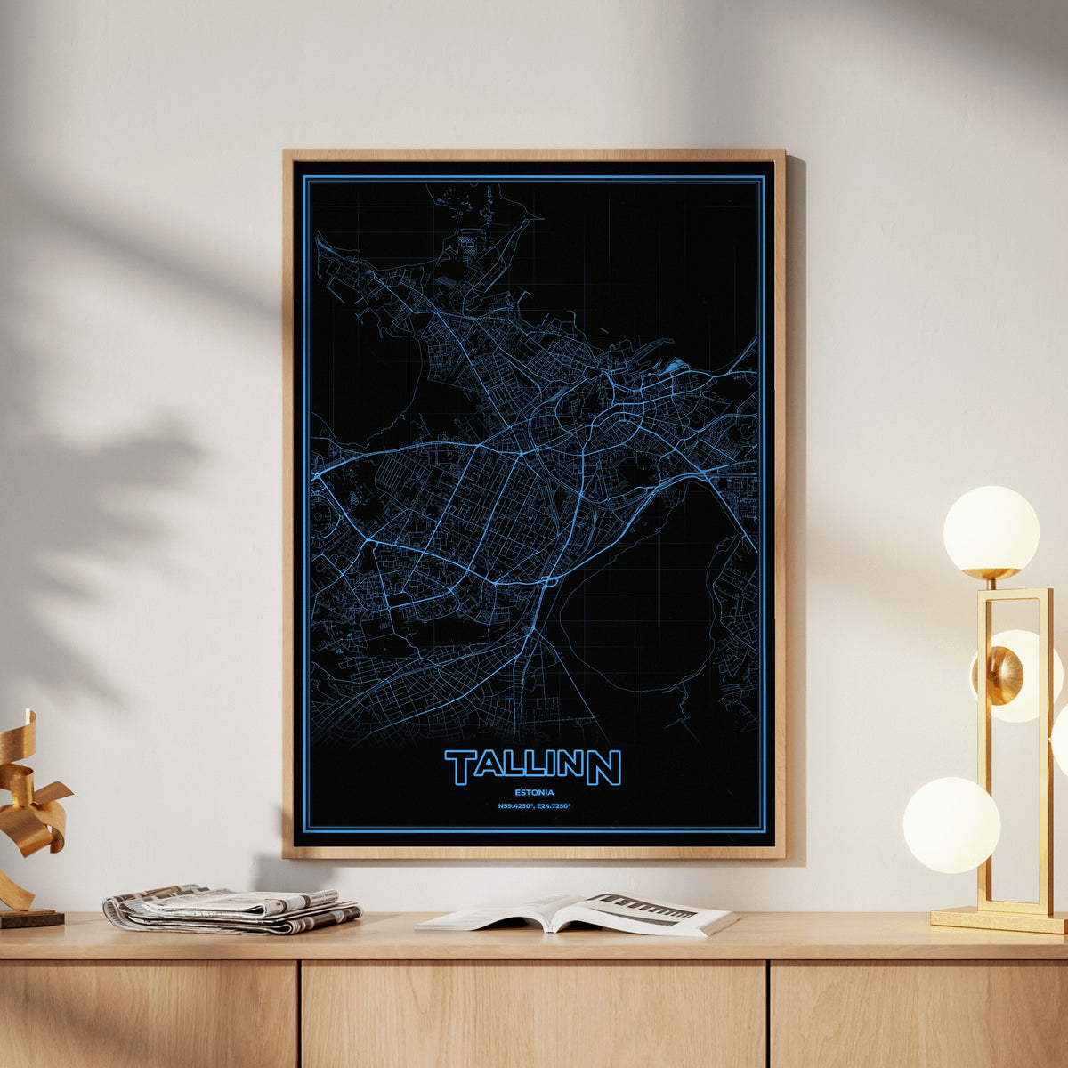 Tallinn Phosphor Map Poster - IBM Blue