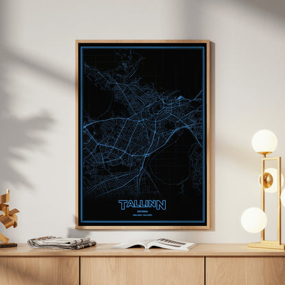 Tallinn Phosphor Map Poster - IBM Blue