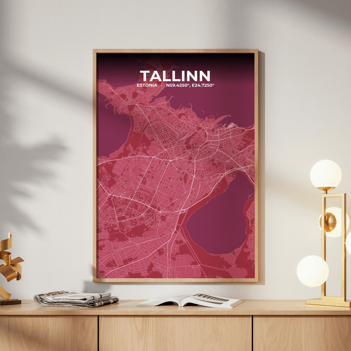 Tallinn Scarlet Map Poster