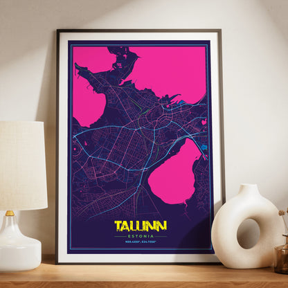 Tallinn Cyberpunk Map Poster