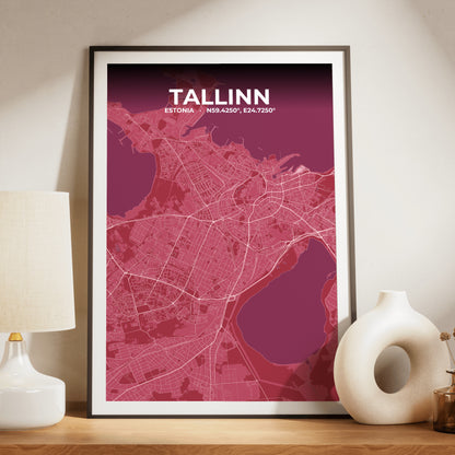Tallinn Scarlet Map Poster