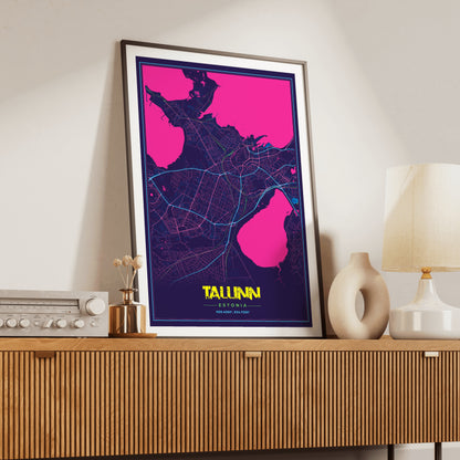 Tallinn Cyberpunk Map Poster