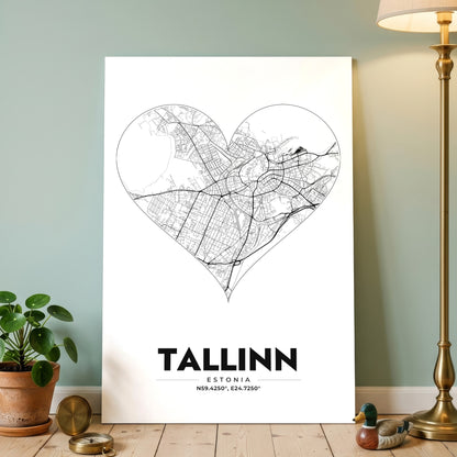 Tallinn Heart Map Poster