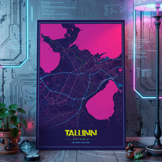Tallinn Cyberpunk Map Poster