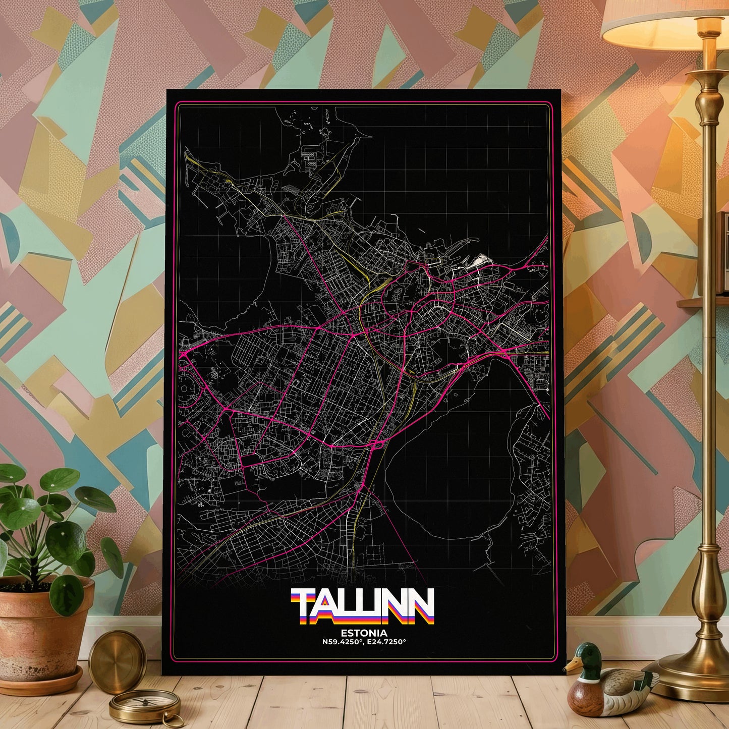 Tallinn Retro Map Poster