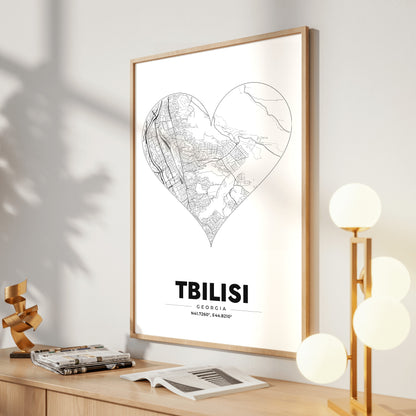 Tbilisi Heart Map Poster