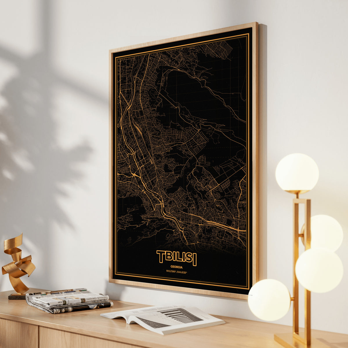 Tbilisi Phosphor Map Poster - Amber CRT