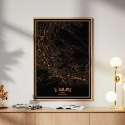 Tbilisi Phosphor Map Poster - Amber CRT