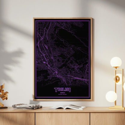 Tbilisi Phosphor Map Poster - EGA Violet