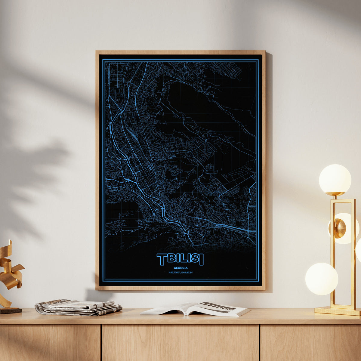 Tbilisi Phosphor Map Poster - IBM Blue