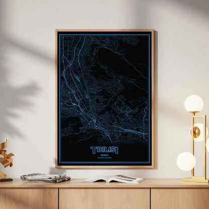 Tbilisi Phosphor Map Poster - IBM Blue