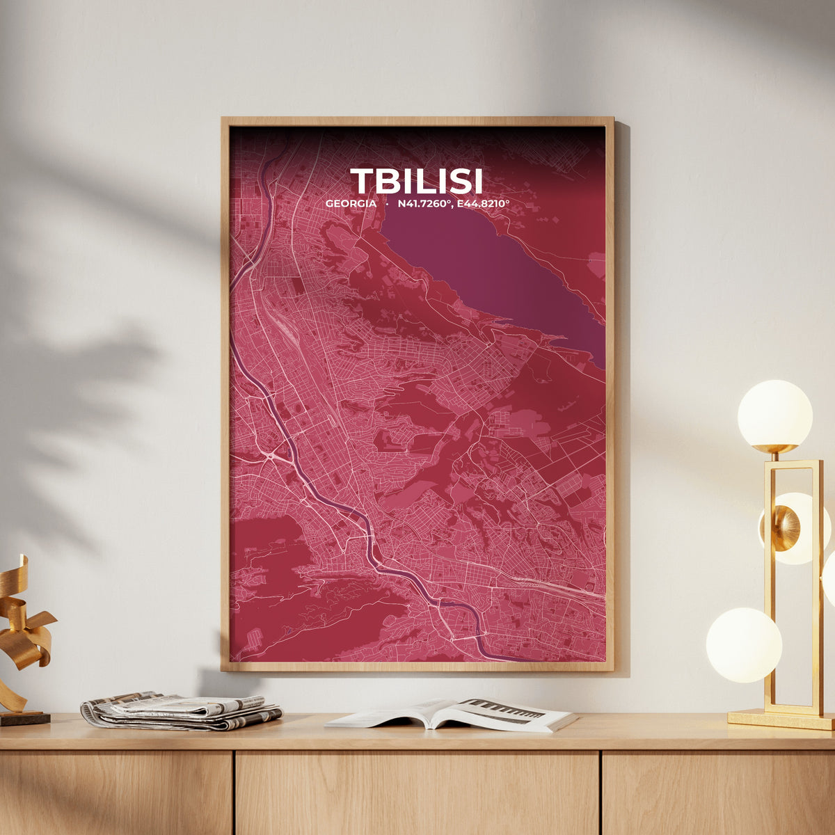 Tbilisi Scarlet Map Poster