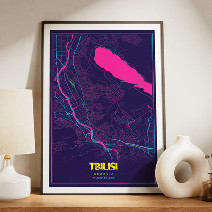 Tbilisi Cyberpunk Map Poster