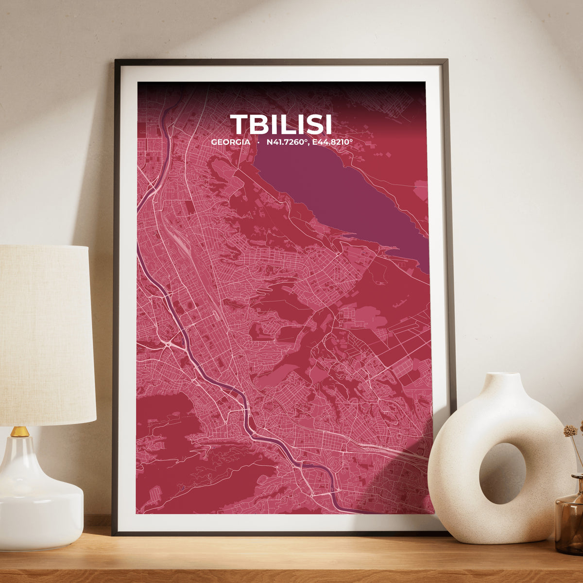 Tbilisi Scarlet Map Poster