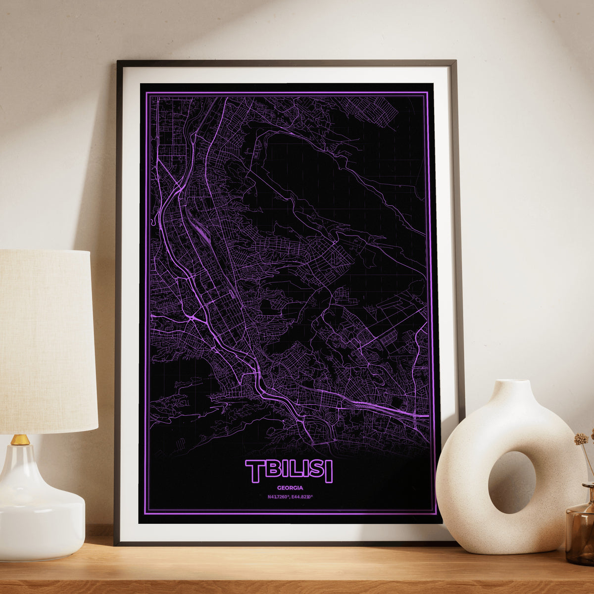 Tbilisi Phosphor Map Poster - EGA Violet