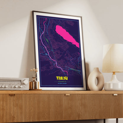 Tbilisi Cyberpunk Map Poster