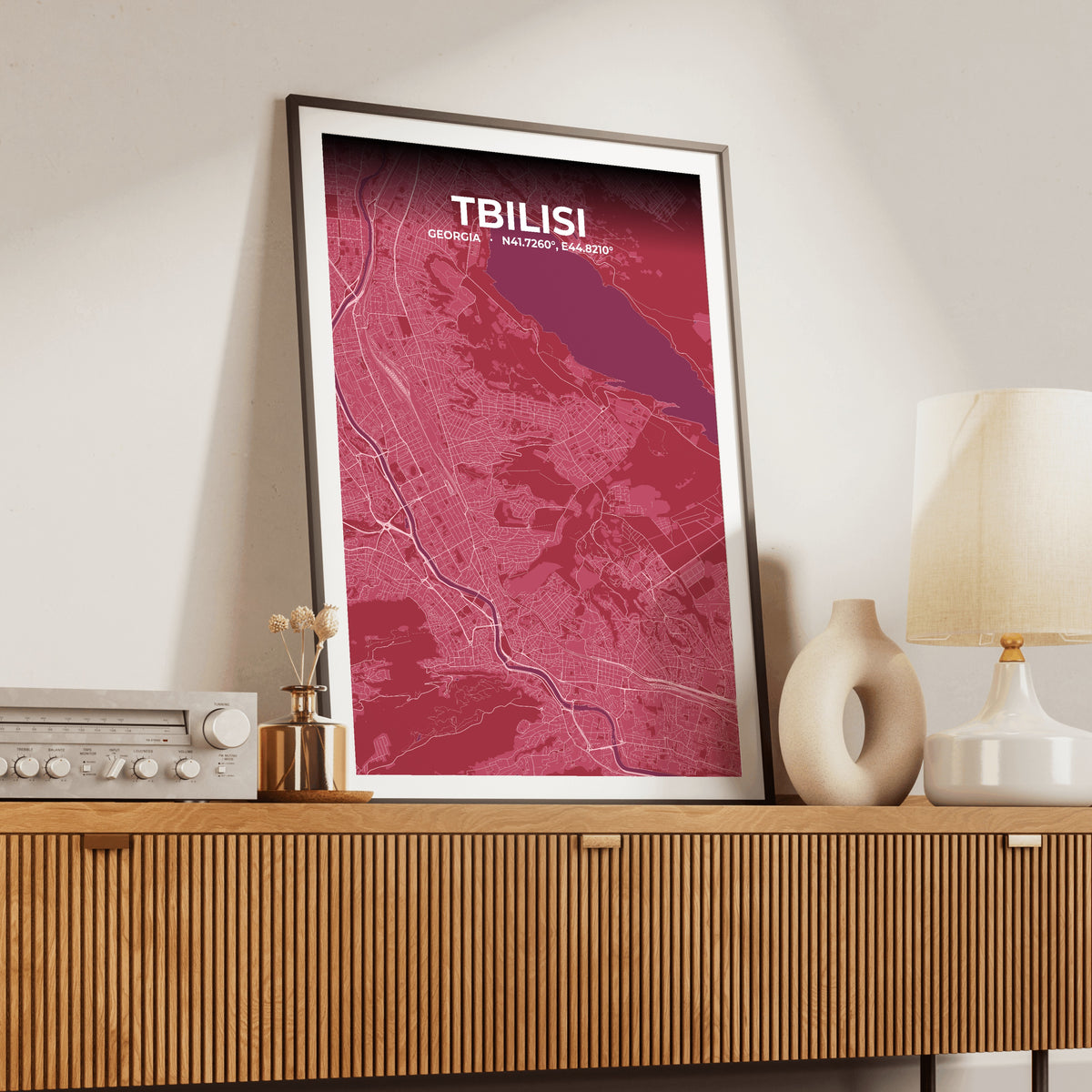 Tbilisi Scarlet Map Poster