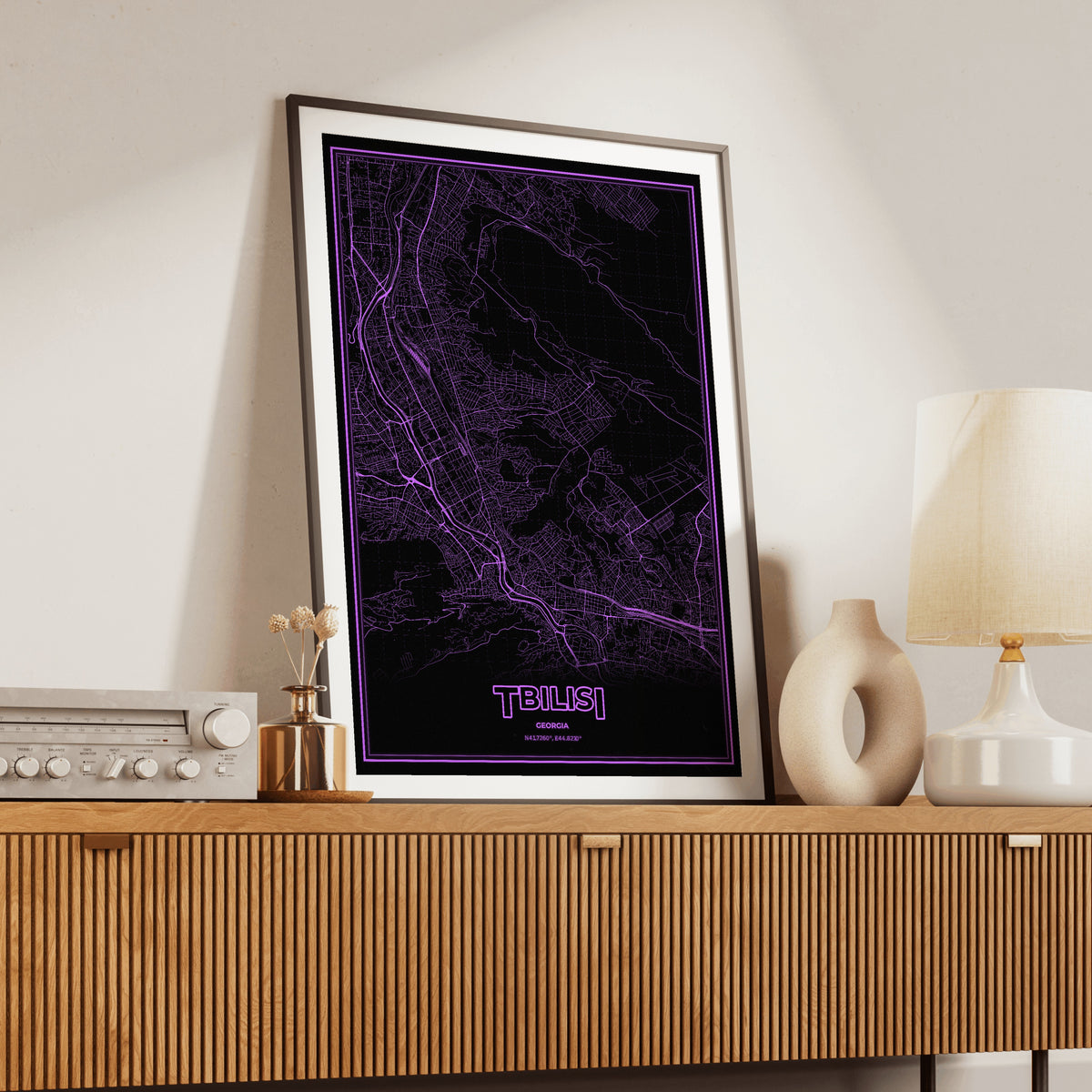 Tbilisi Phosphor Map Poster - EGA Violet