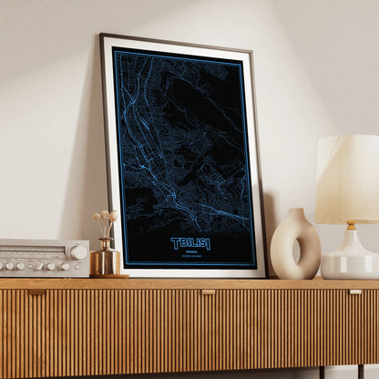 Tbilisi Phosphor Map Poster - IBM Blue