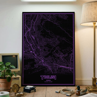 Tbilisi Phosphor Map Poster - EGA Violet