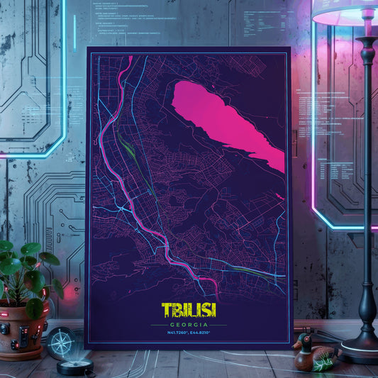 Tbilisi Cyberpunk Map Poster