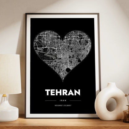 Tehran Heart Map Poster