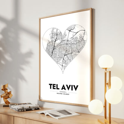 Tel Aviv Heart Map Poster