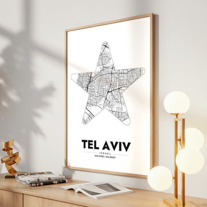 Tel Aviv Star Map Poster