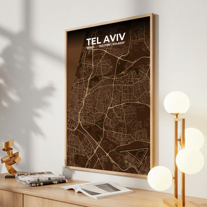 Tel Aviv Plum Map Poster