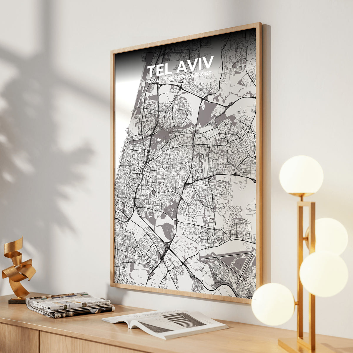 Tel Aviv Ash Map Poster