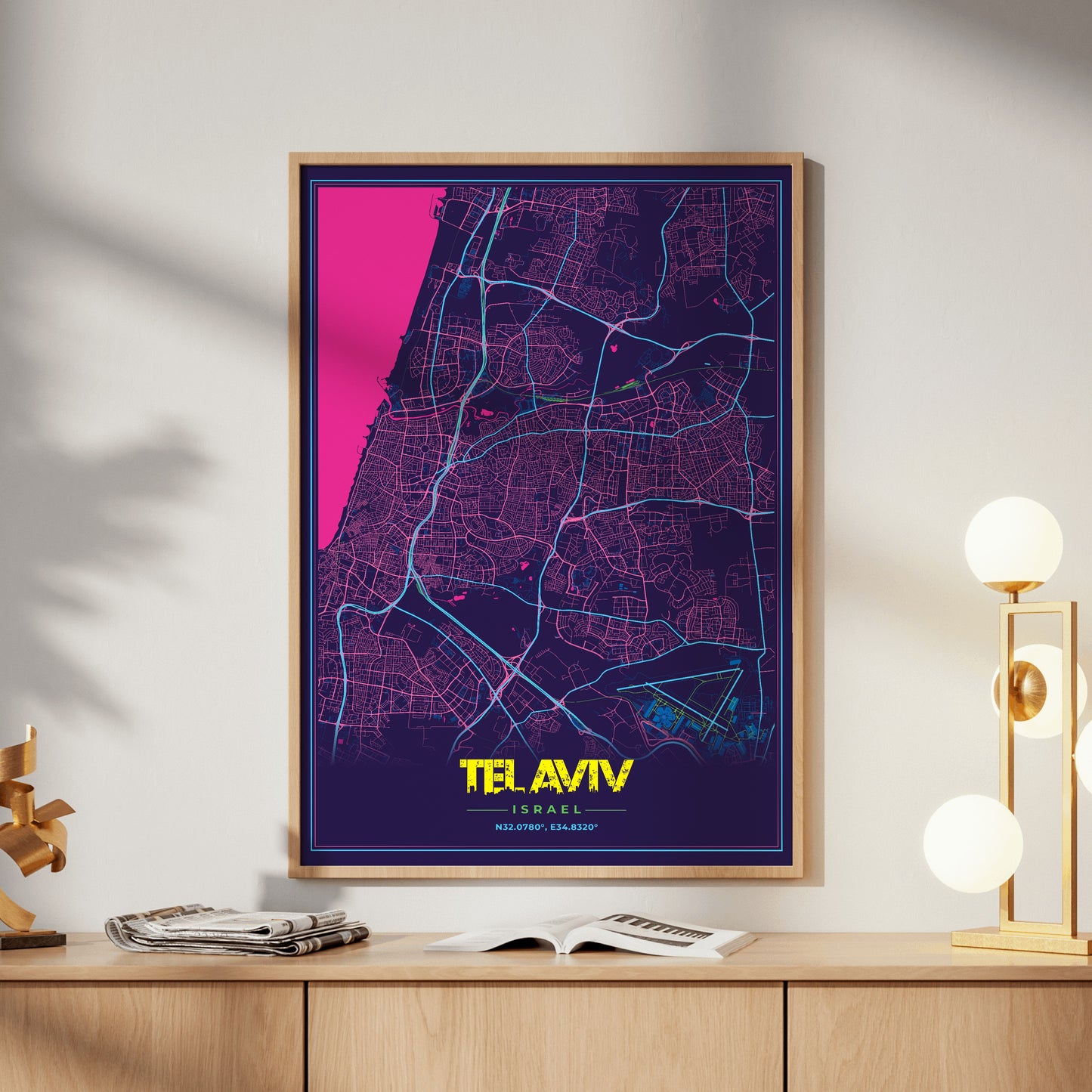 Tel Aviv Cyberpunk Map Poster