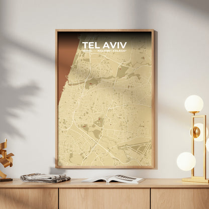 Tel Aviv Ember Map Poster