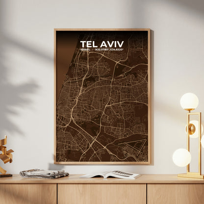 Tel Aviv Plum Map Poster