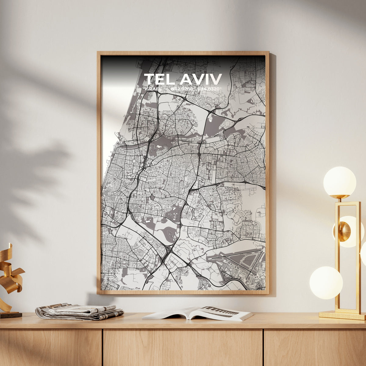 Tel Aviv Ash Map Poster