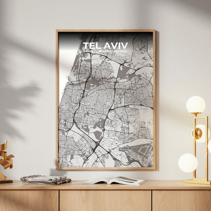 Tel Aviv Ash Map Poster