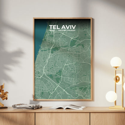 Tel Aviv Mist Map Poster