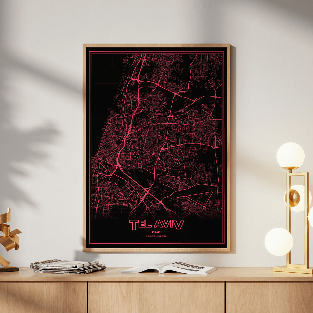 Tel Aviv Phosphor Map Poster - System Alert