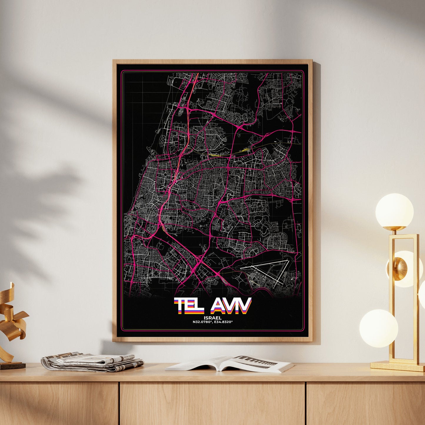 Tel Aviv Retro Map Poster