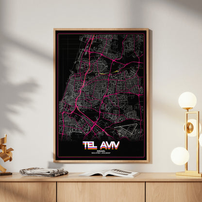 Tel Aviv Retro Map Poster