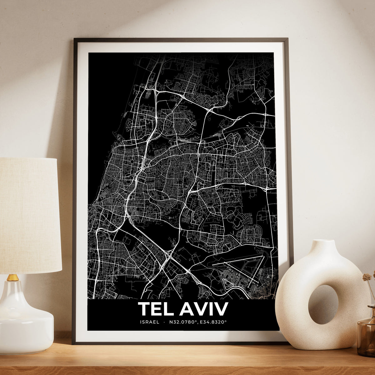 Tel Aviv Elegant Map Poster