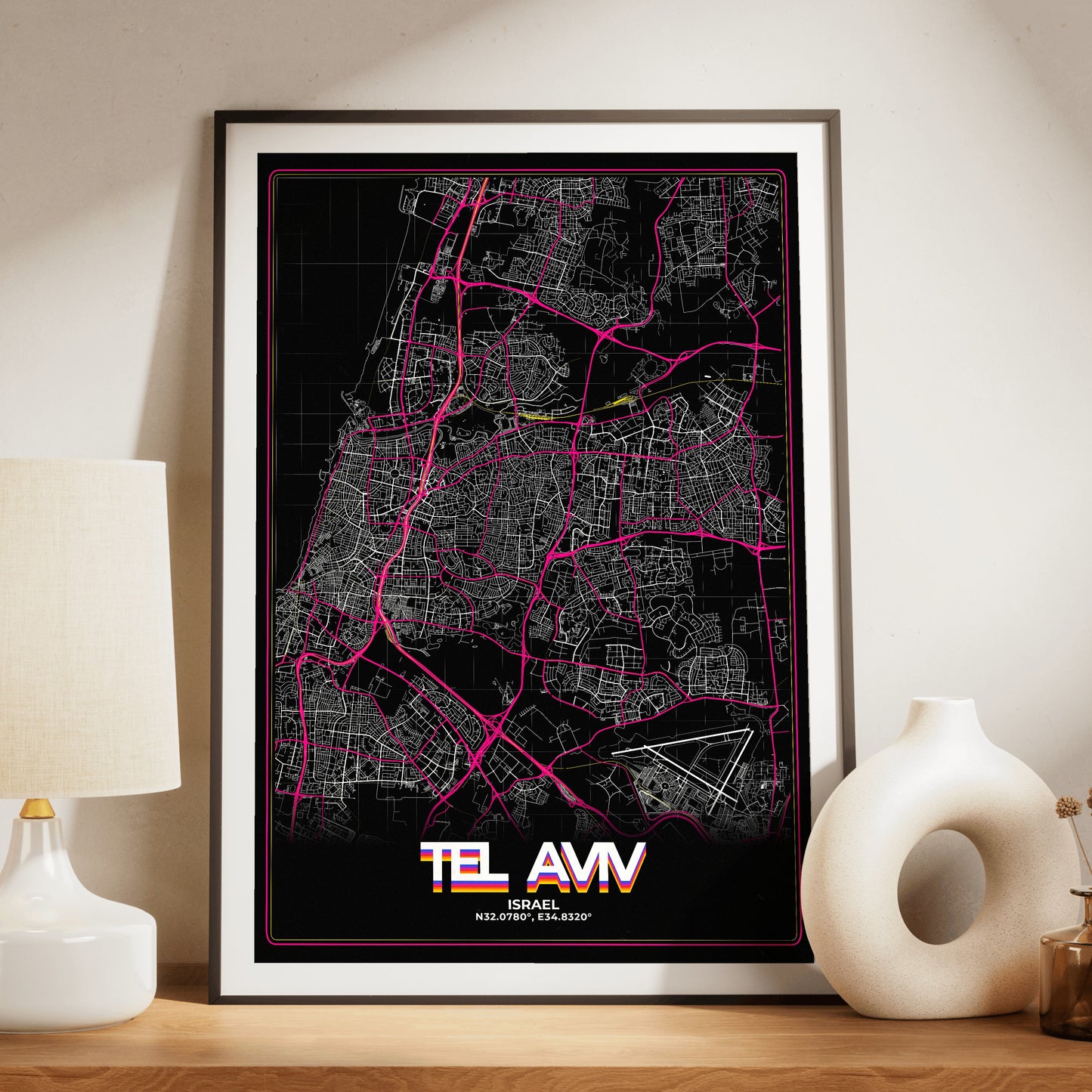 Tel Aviv Retro Map Poster