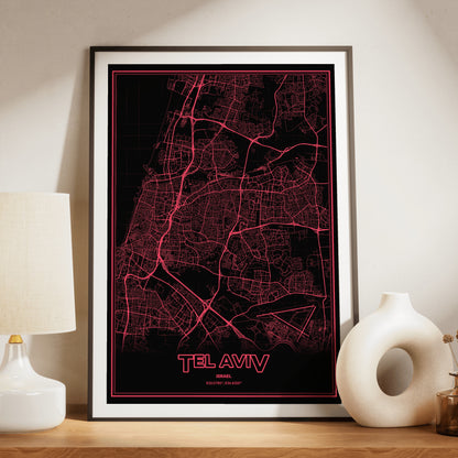 Tel Aviv Phosphor Map Poster - System Alert
