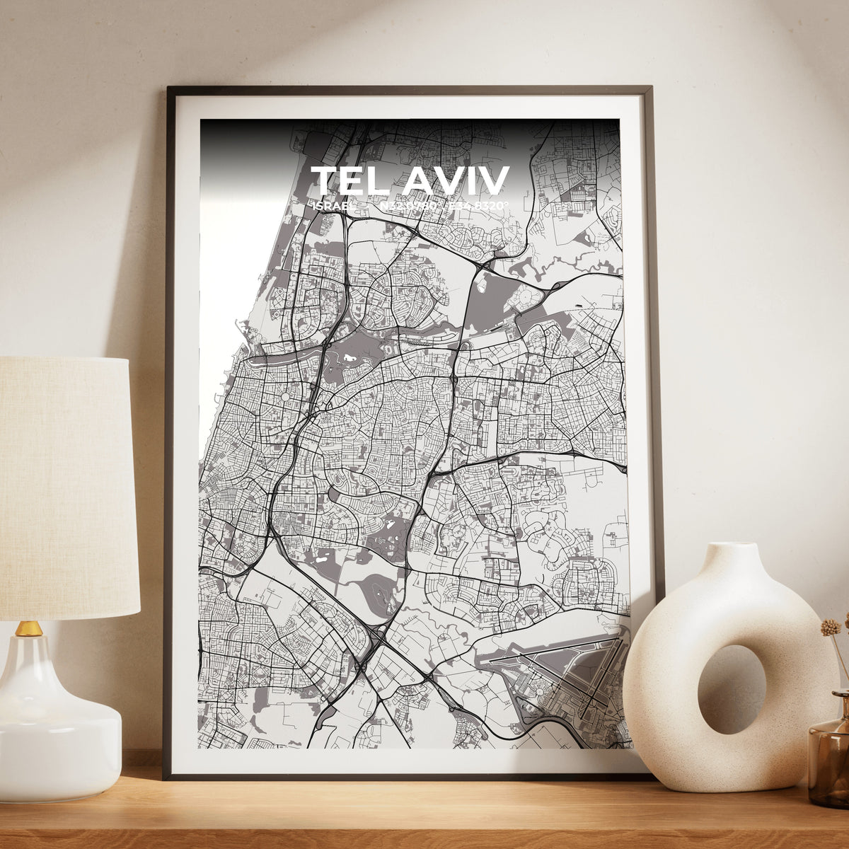 Tel Aviv Ash Map Poster