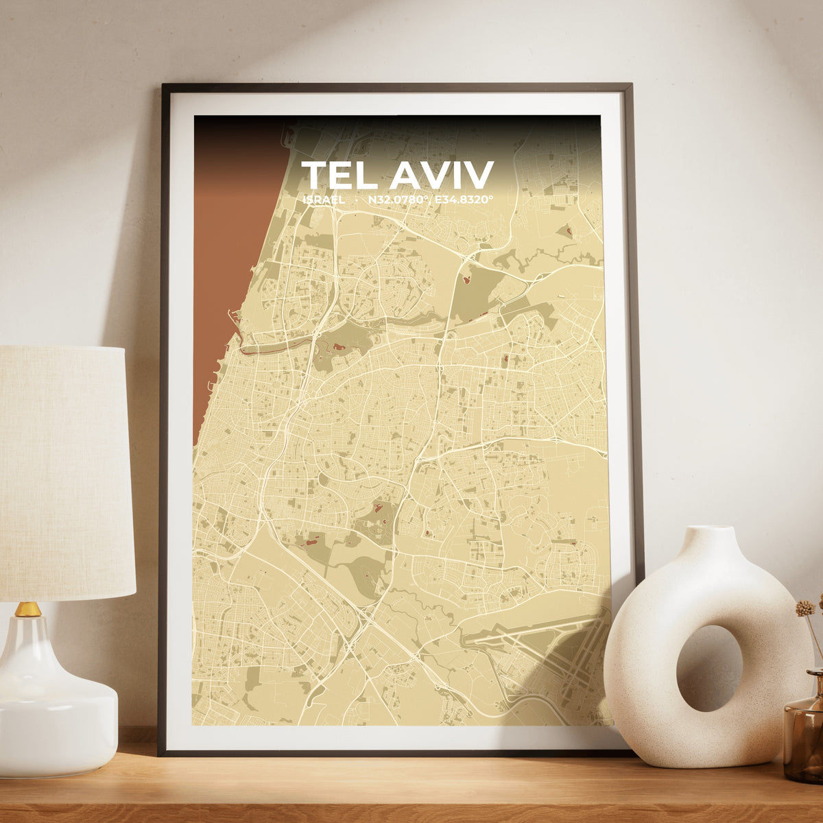 Tel Aviv Ember Map Poster