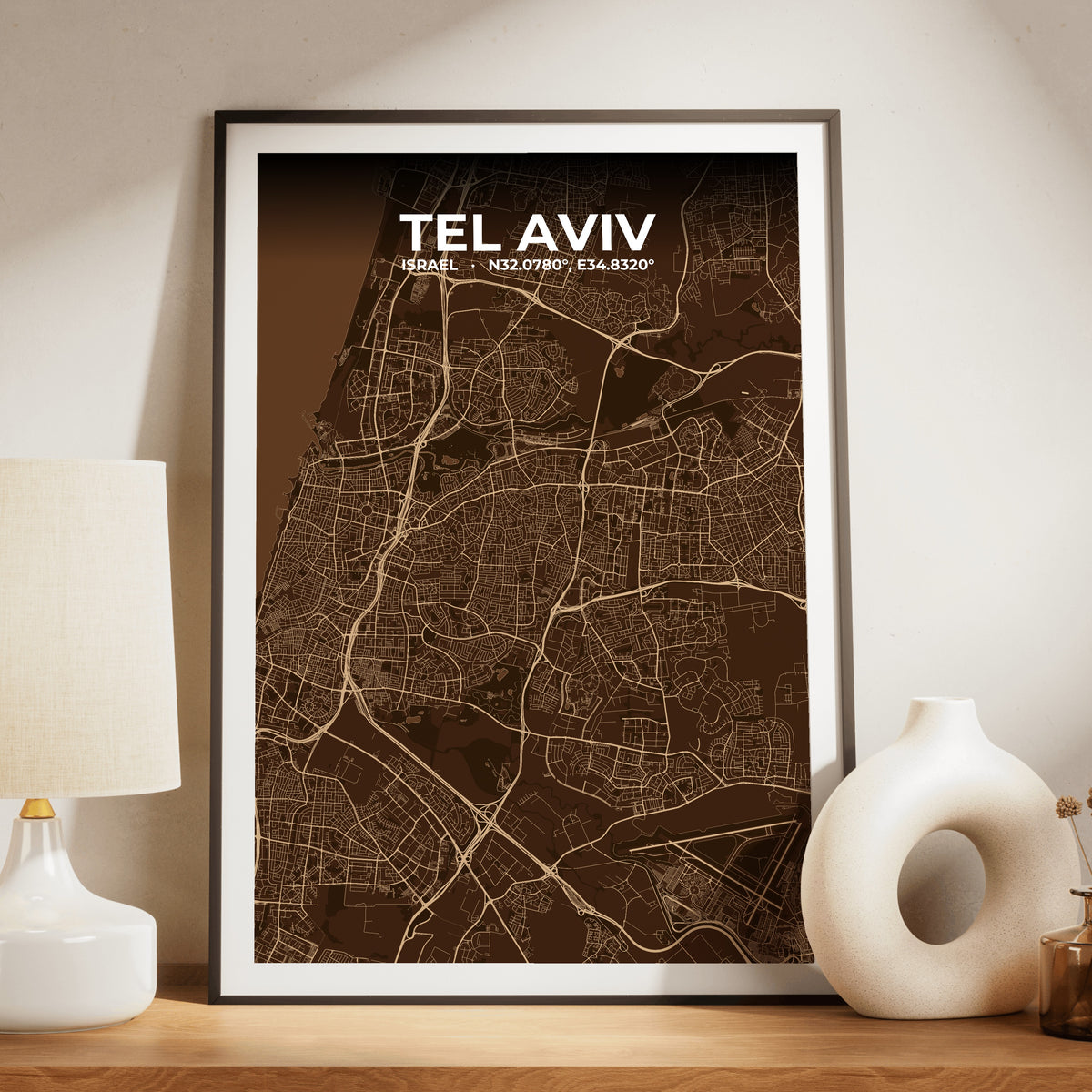 Tel Aviv Plum Map Poster