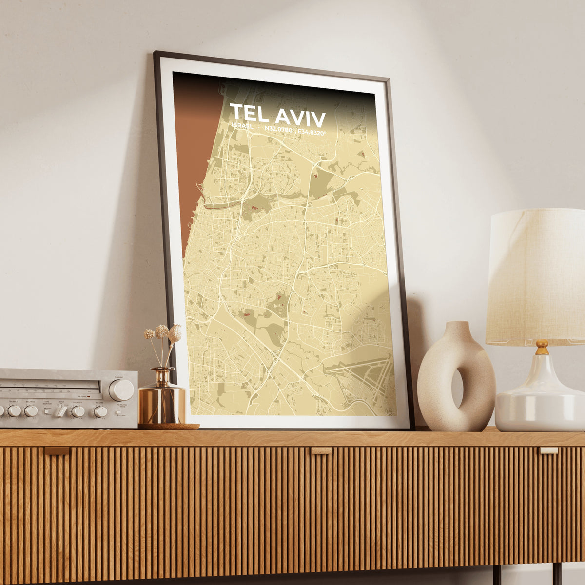 Tel Aviv Ember Map Poster
