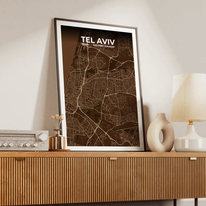 Tel Aviv Plum Map Poster