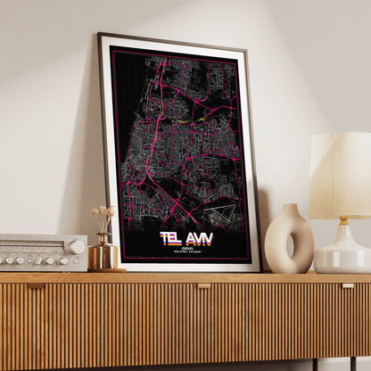 Tel Aviv Retro Map Poster