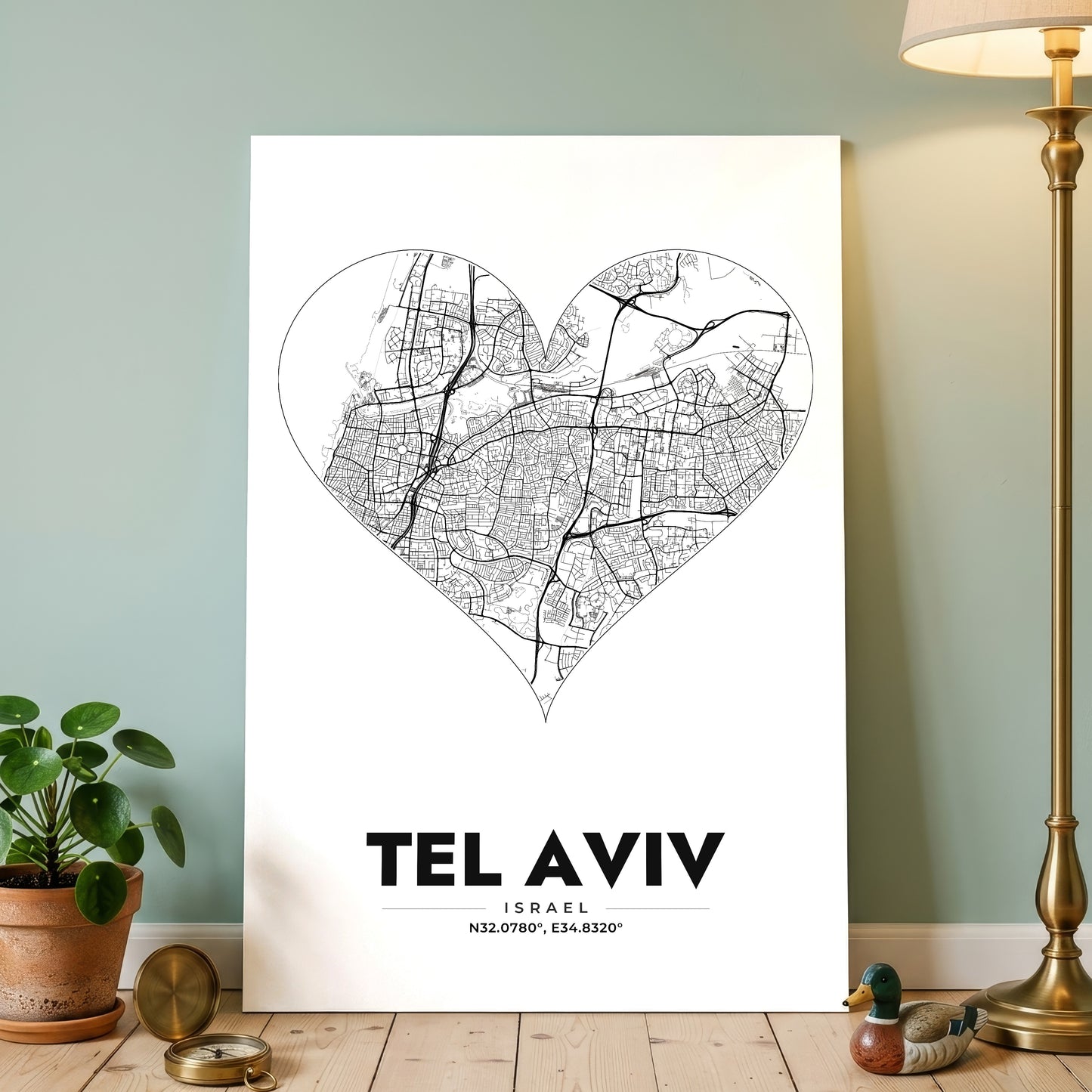 Tel Aviv Heart Map Poster