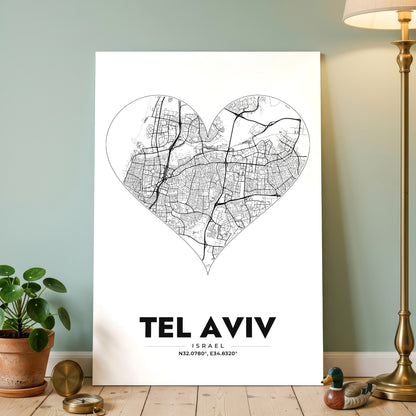 Tel Aviv Heart Map Poster